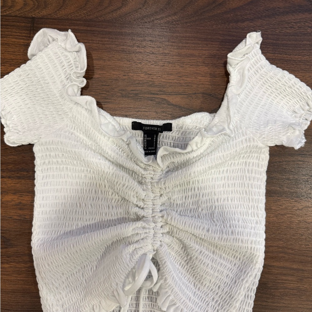 Forever 21 Cream Ruched Blouse